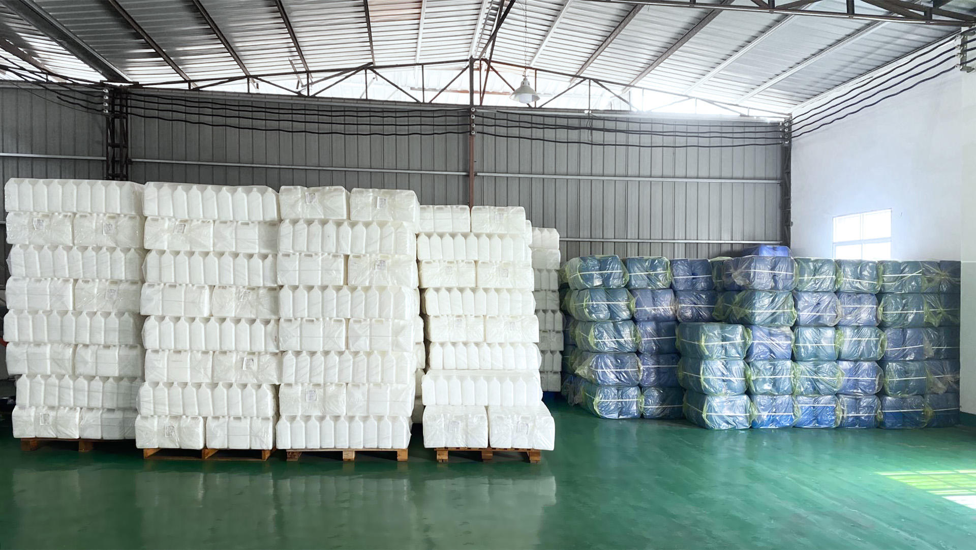 Bulk essential oil containers prepared for manufacturing and export